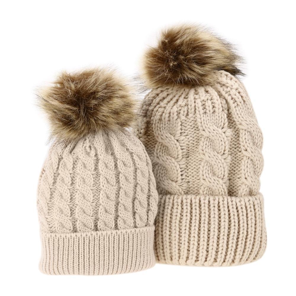 Caps and Hats Wheat Mommy And Me Beanies Winter Hats Matching Knitted Beanies- Mother Daughter Beanies