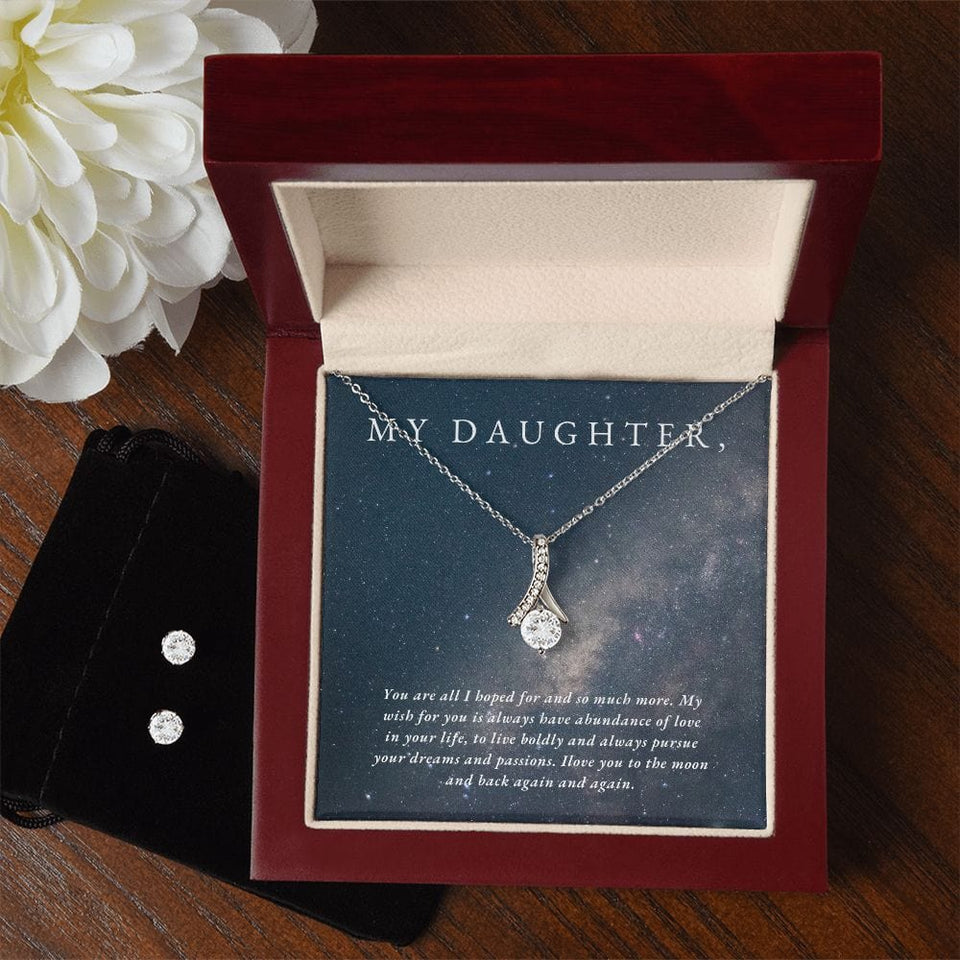 Jewelry Alluring Beauty Necklace and Cubic Zirconia Earring Set For My Daughter
