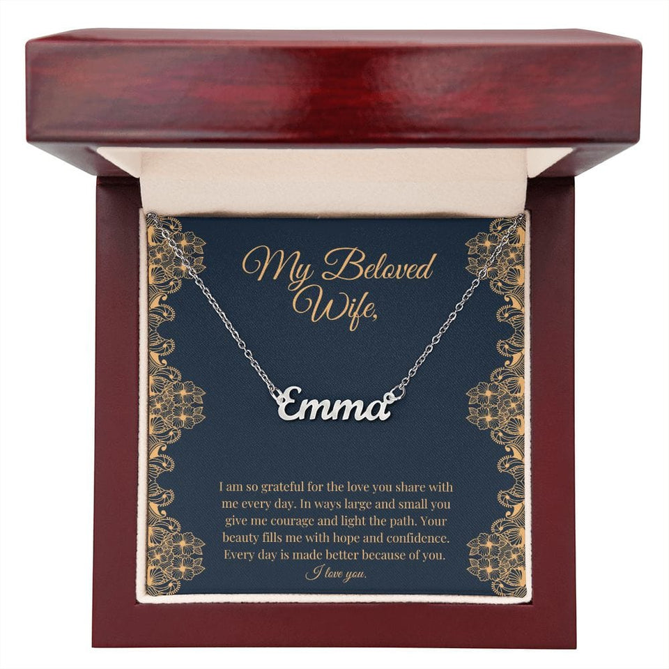 Jewelry Polished Stainless Steel / Luxury Box Personalised Name Necklace For My Beloved Wife