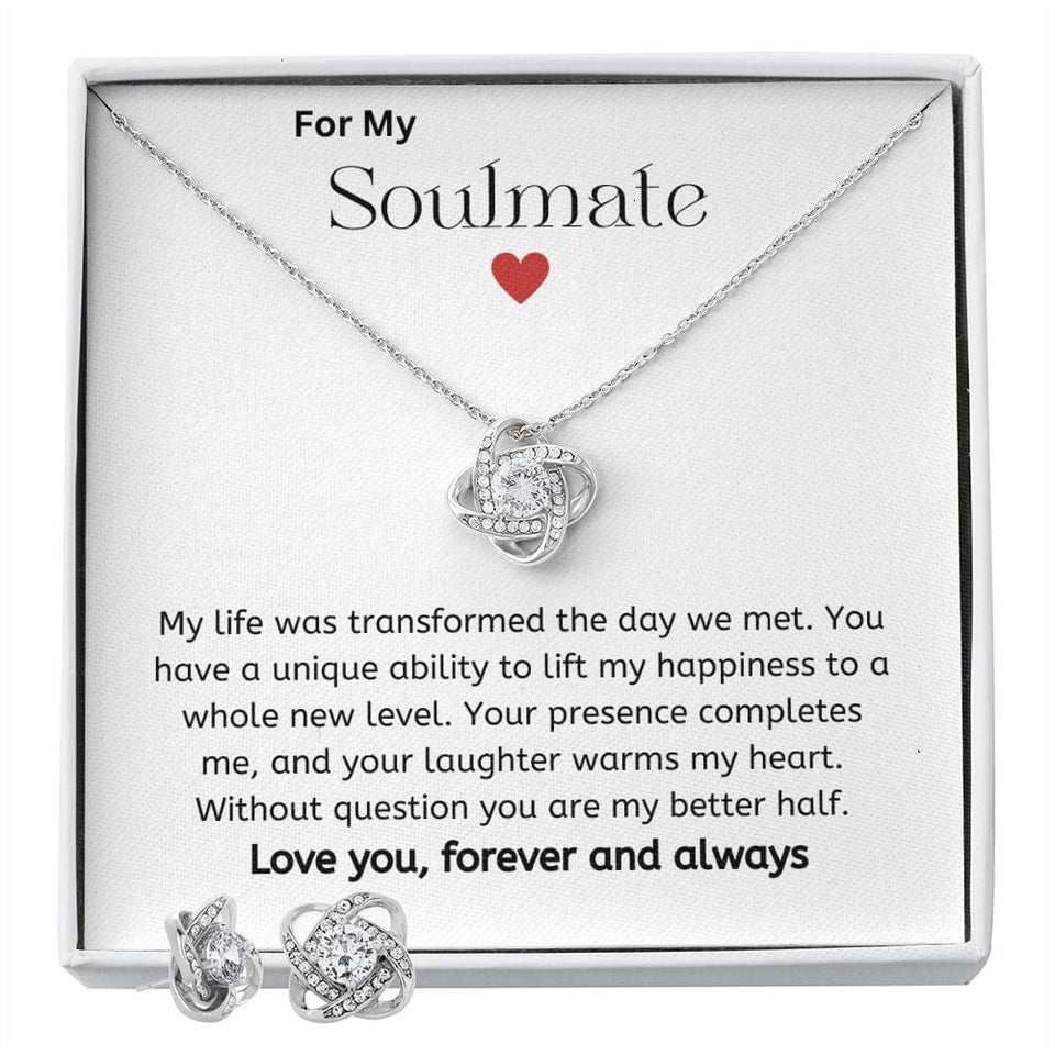 Jewelry Two Tone Box The Love Knot With Earring For My Soulmate