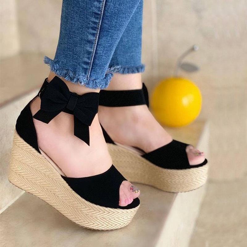 Sandals Black / 2 Nathalia™ Women's Fashion Buckle Wedge Sandals