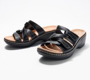 Slippers Women Leather Wedge Slide Sandals