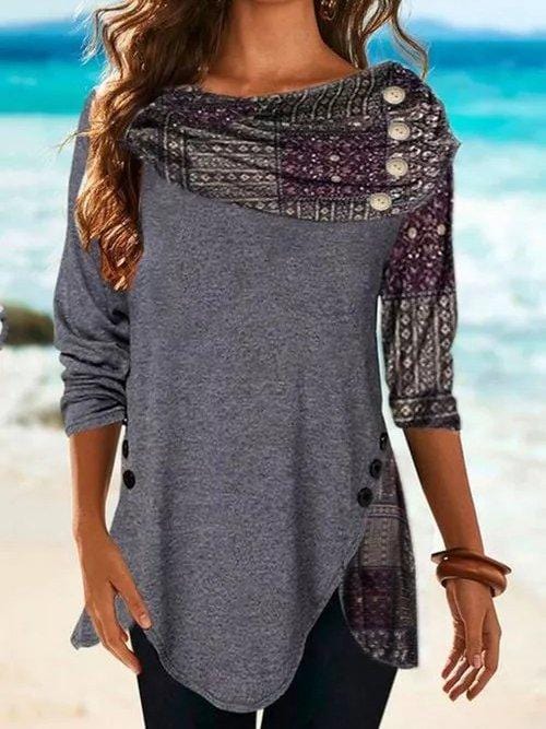 T-shirts Gray / S Women Striped Casual Shirts & Tops