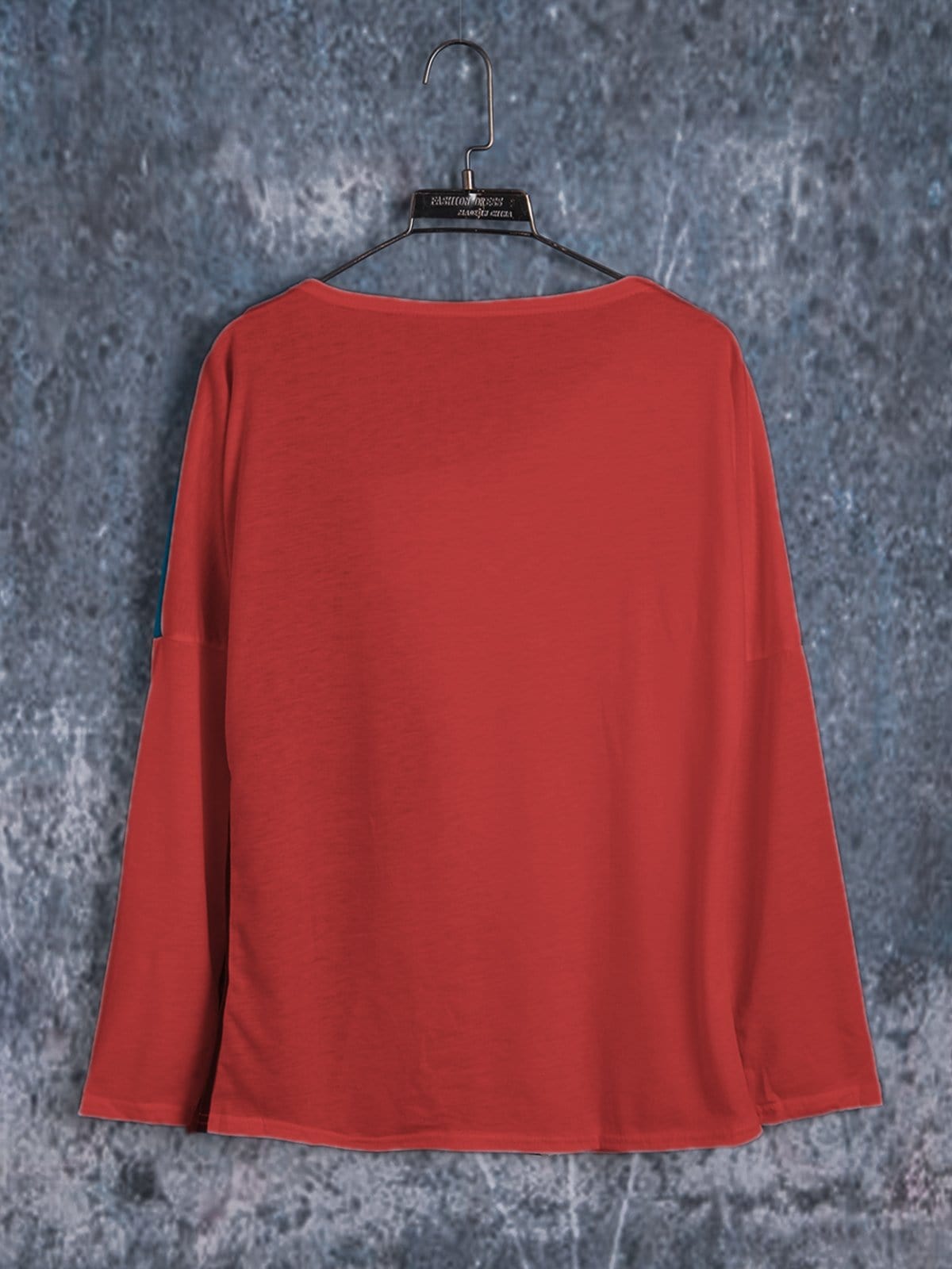 T-shirts Long Sleeve Cotton Leopard Print Asymmetric T-Shirts