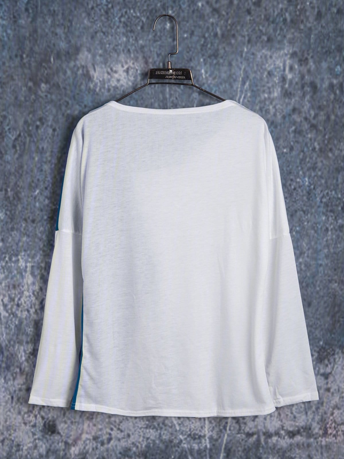 T-shirts Long Sleeve Cotton Leopard Print Asymmetric T-Shirts