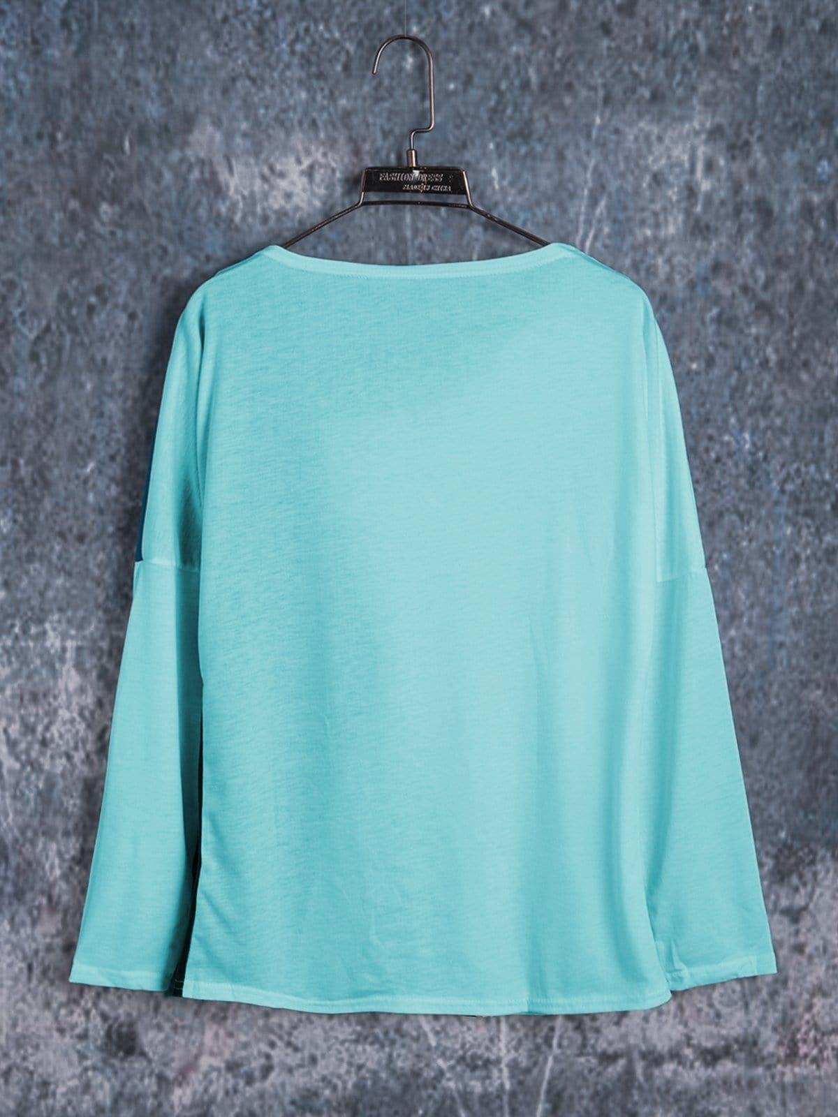 T-shirts Long Sleeve Cotton Leopard Print Asymmetric T-Shirts