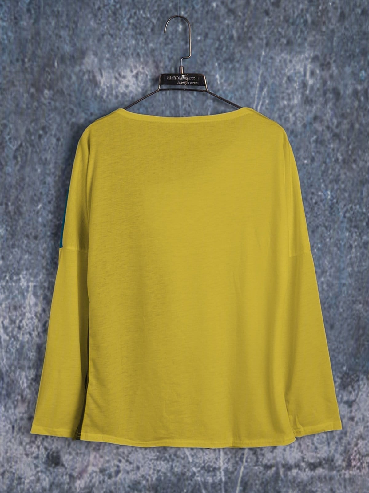 T-shirts Long Sleeve Cotton Leopard Print Asymmetric T-Shirts