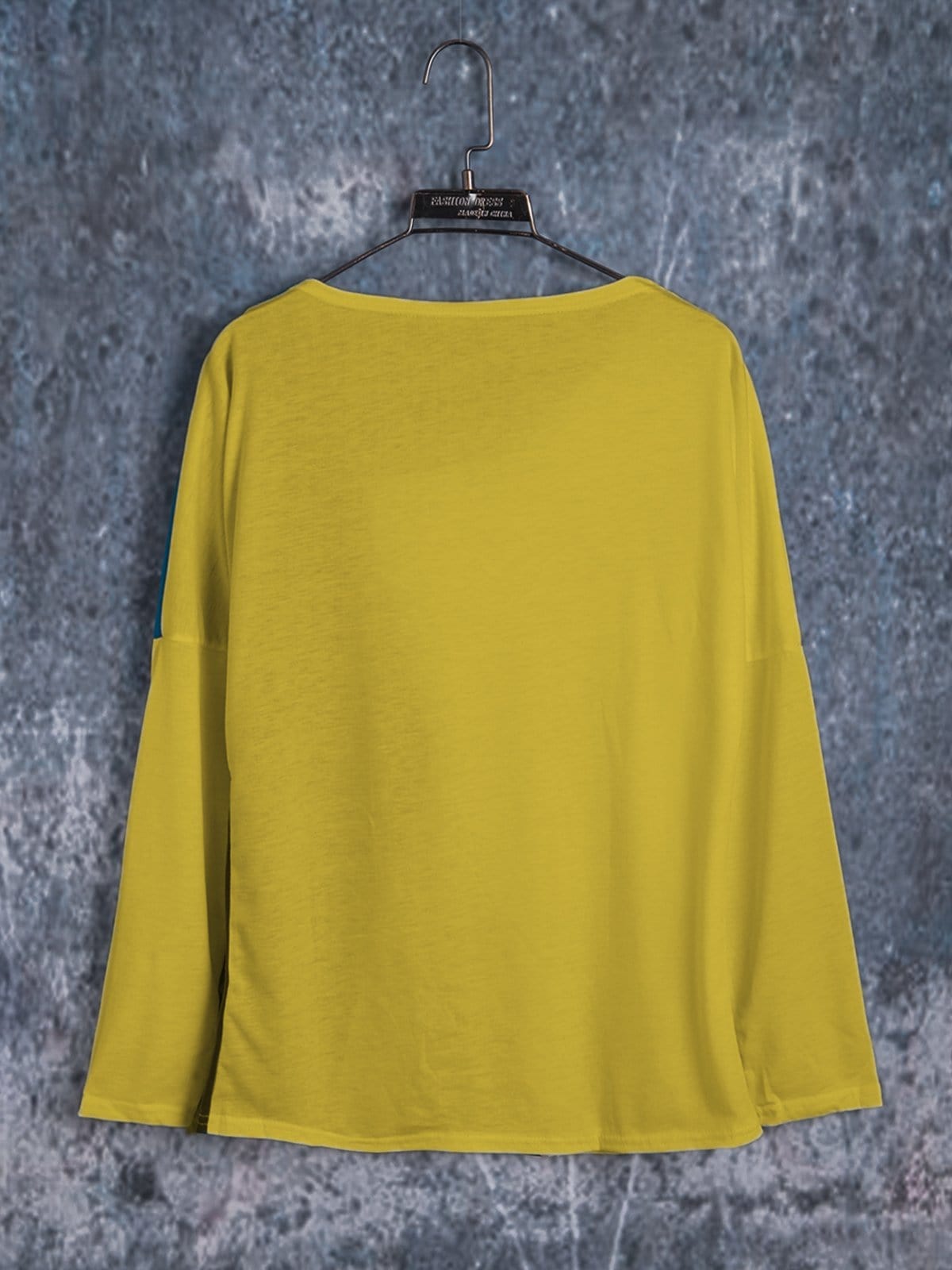 T-shirts Long Sleeve Cotton Leopard Print Asymmetric T-Shirts