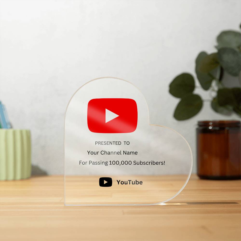 Youtube Plaque - Heart Shaped