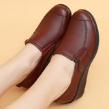 2022 Spring and Autumn shoes for mothers single shoes for middle-aged and elderly leather shoes for women wedges and midheels for elderly people
