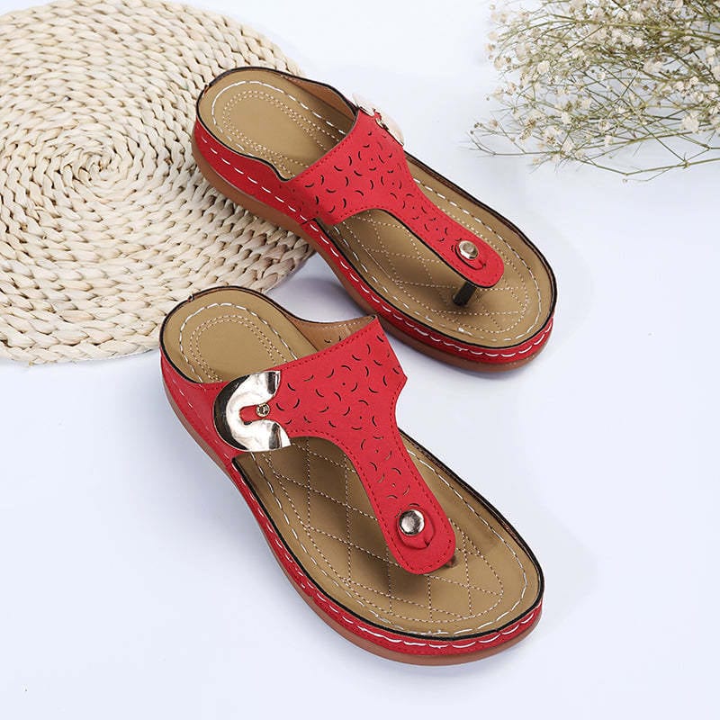 2022 Womens Pattern Wedge Sandals, Flip Flops with Arch Support