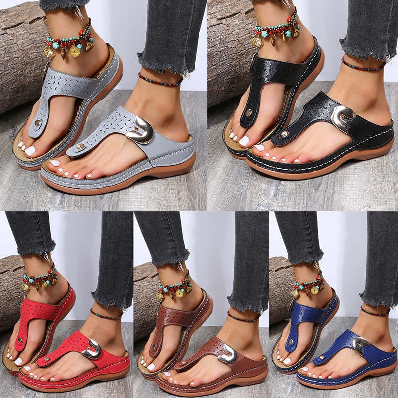 2022 Womens Pattern Wedge Sandals, Flip Flops with Arch Support