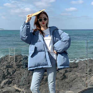 Aelegantmis Women Thicken Warm Parka Coat Loose Oversized Women's Winter Bread Coat Hooded Outwear Padded Woman Parkas Jackets