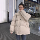 Aelegantmis Women Thicken Warm Parka Coat Loose Oversized Women's Winter Bread Coat Hooded Outwear Padded Woman Parkas Jackets