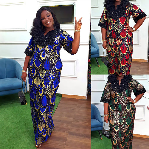 Women's clothing satin bead gown