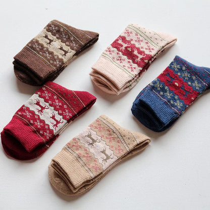 Autumn and winter warm female socks Christmas gold deer rabbit wool socks manufacturers wholesale