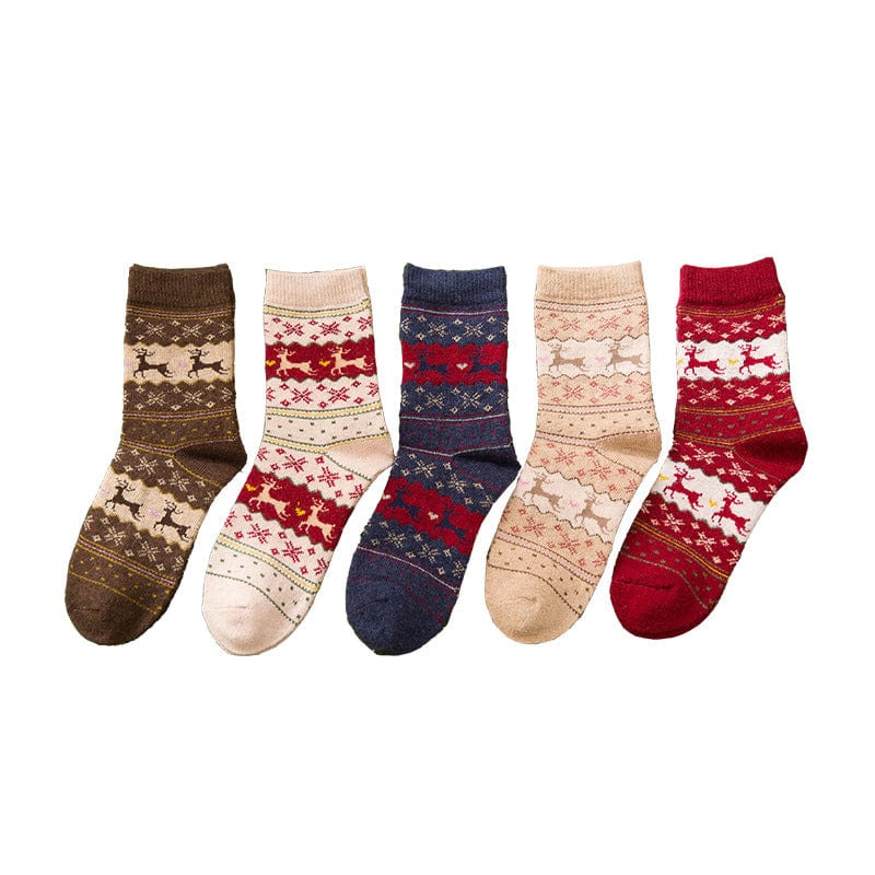 Autumn and winter warm female socks Christmas gold deer rabbit wool socks manufacturers wholesale