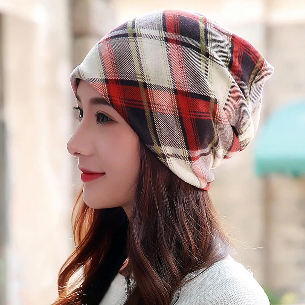 Beanies Checkered (red-brown) High-toned Winter Fashion Beanies