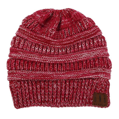 Beanies Crimson (Limited Edition) Ponytail Beanie Messy Bun Beanie Winter Hat With Hole For Ponytail
