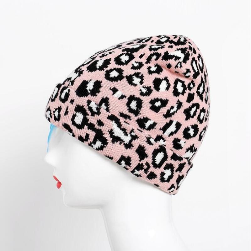 Beanies Pink Leopard Print Slim and Fit Winter Beanie