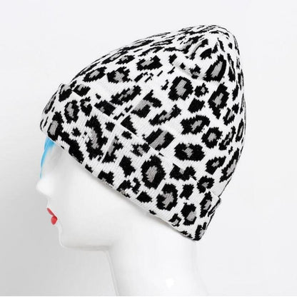 Beanies White Leopard Print Slim and Fit Winter Beanie