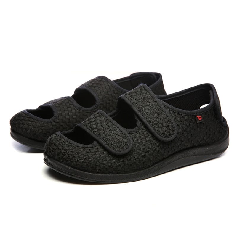 black / 34 size/US size 5# inner length 220mm Spring and summer widening and large size comfortable adjustment shoes Foot-Friendly Easy-Wearing Orthopaedic Shoes