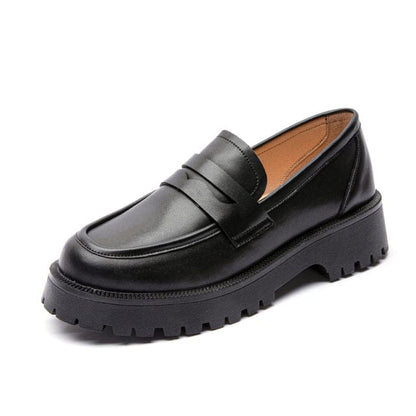 black / 35 AIYUQI Spring Shoes Female British Style 2022 New Thick-soled College Style Casual Loafers Genuine Leather Fashion Shoes Girls