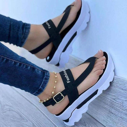 black / 35 Women Sandals 2022 New Platform Sandals For Summer Wedges Shoes Women Platform Heels Sandalias Mujer Luxury Summer Flip Flops
