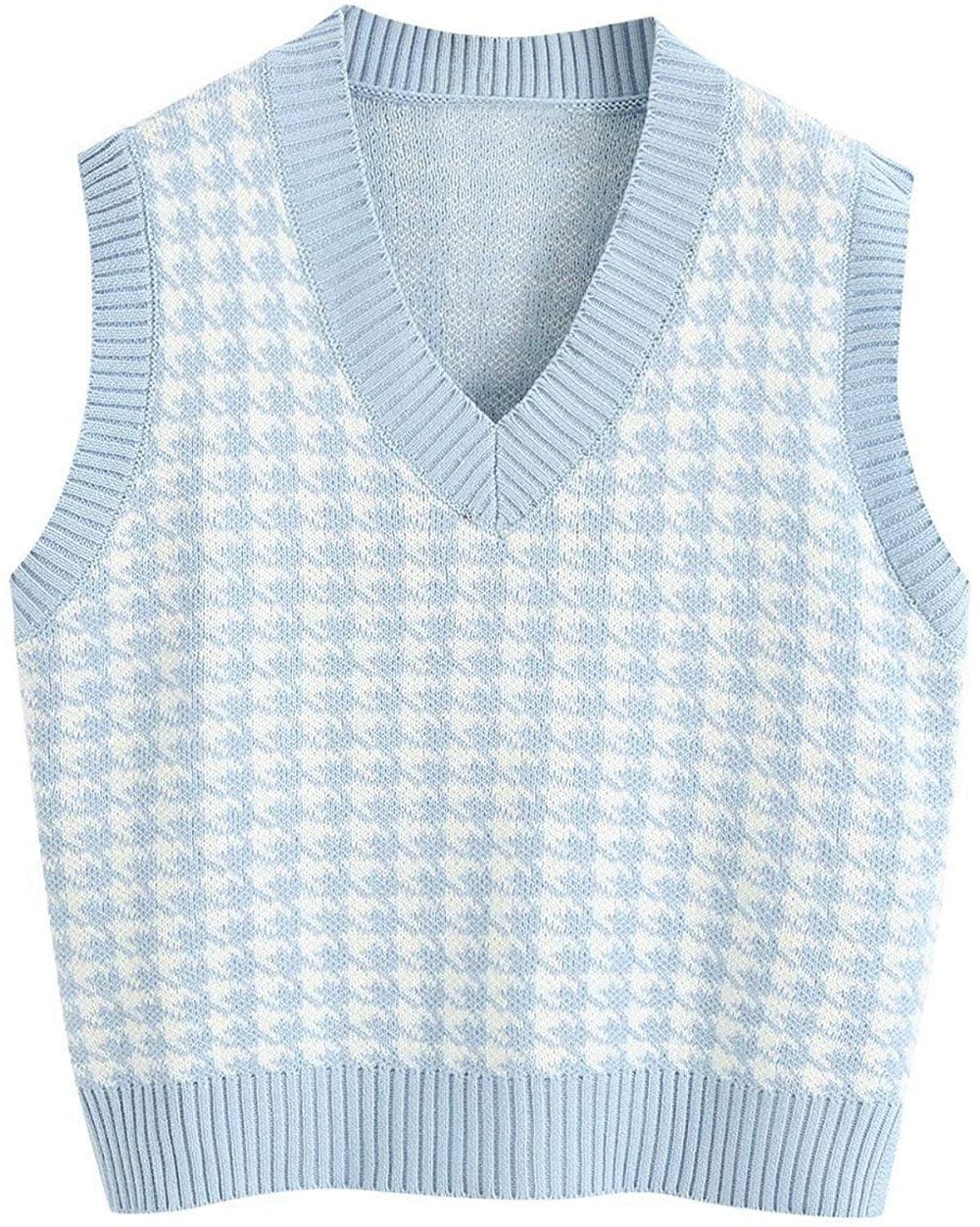 blue / M 'Serena' Houndstooth Sleeveless Sweater