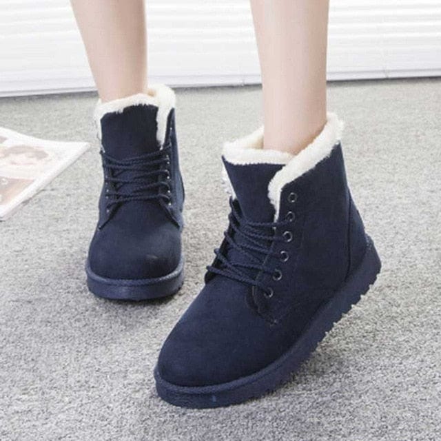 Boots 2 / Blue Women Lace Up Winter Warm Shoes