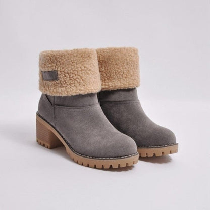 Boots 2 / Grey Women Medium Heel Winter Boots