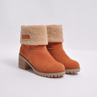 Boots 2 / Orange Women Medium Heel Winter Boots