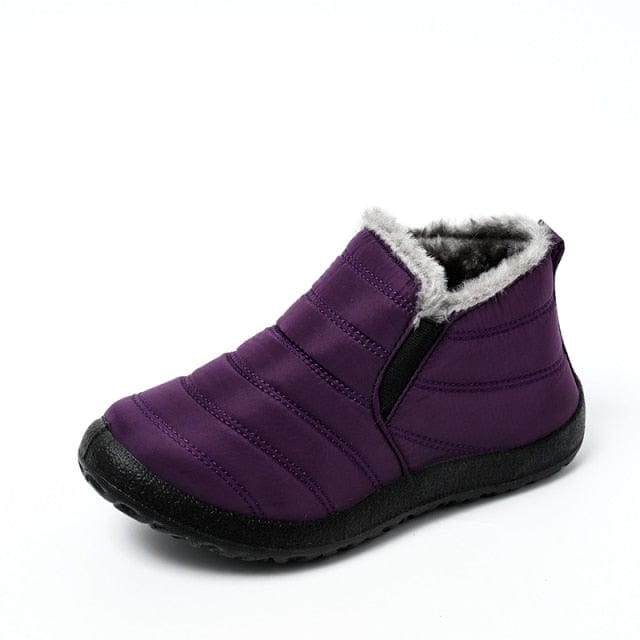 Boots 2 / Purple Women Winter Waterproof Fur Shoes