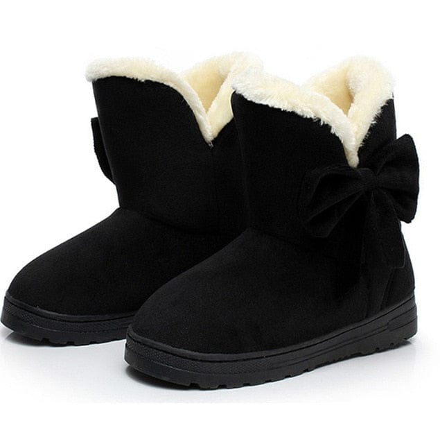 Boots Black / 4 Women Bowtie Winter Ankle Shoes