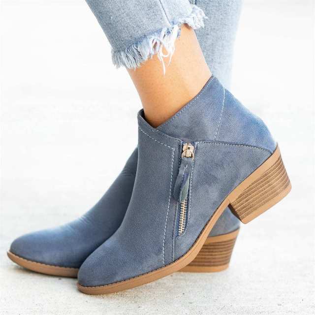Boots Blue / 2 Women Zipper Ankle Boots