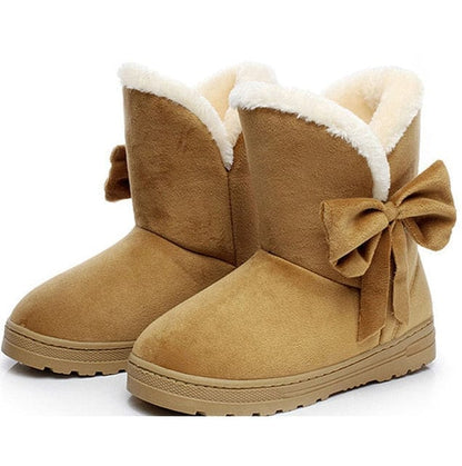 Boots Brown / 4 Women Bowtie Winter Ankle Shoes