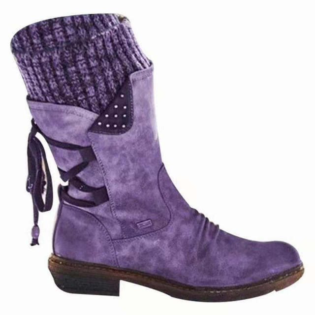 Boots Purple / 8.5 Women Winter Platform Wedges Boots