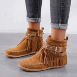 Boots Women Rivets Tassel Ankle Shoes