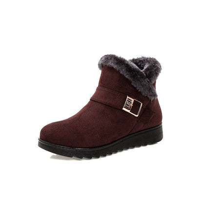 brown / 36 Women's Winter Warm Fur Lining Ankle Boots