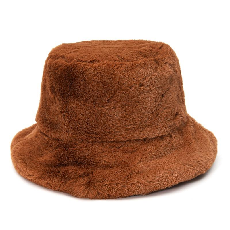Caps and Hats Brown Leopard Print Winter Plush Bucket Hats