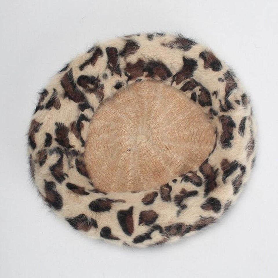 Caps and Hats Chic Leopard Print Stylish Winter Beret Hats