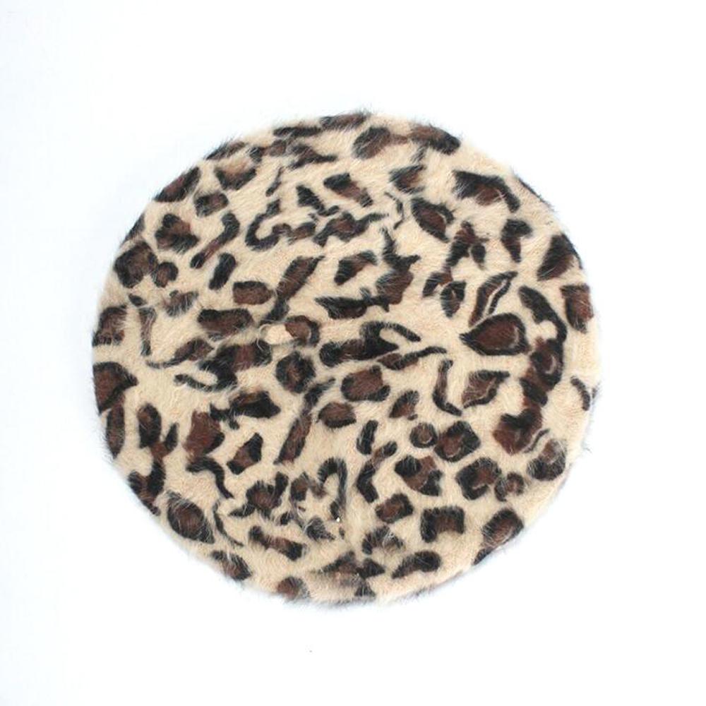 Caps and Hats Chic Leopard Print Stylish Winter Beret Hats
