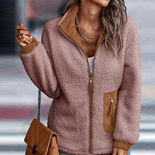 Coats & Jackets Winter long sleeve zipper pocket stitching plush women's coat