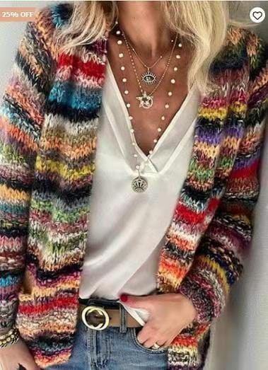 default / XL Printed cardigan long sleeve sweater