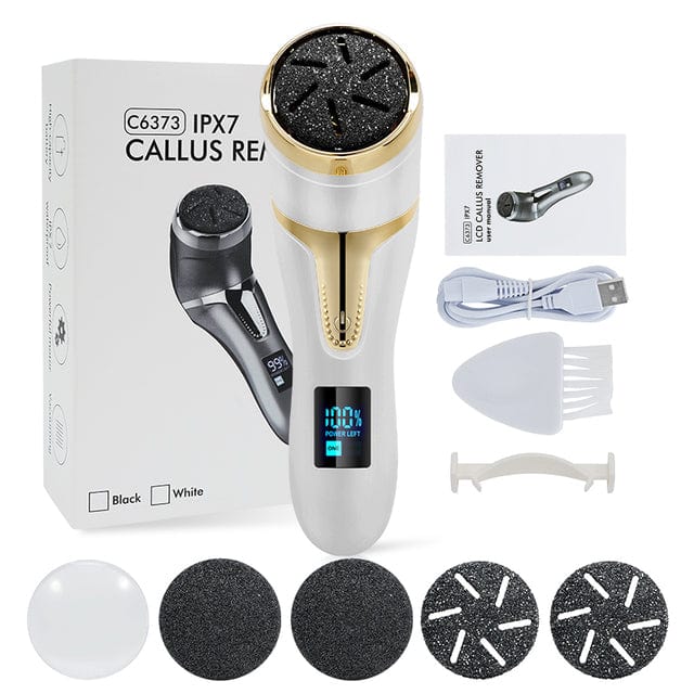 Gold 5 rollers box Rechargeable Electric Foot File Electric Pedicure Sander IPX7 Waterproof 2 Speeds Foot Callus Remover Feet Dead Skin Calluses