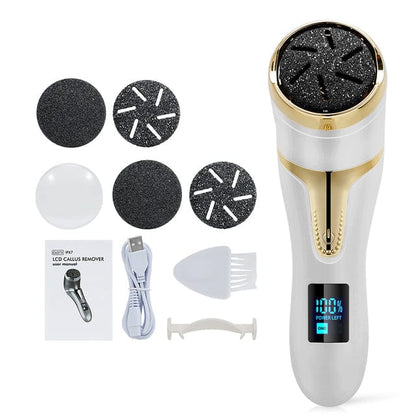 Gold 5 rollers Rechargeable Electric Foot File Electric Pedicure Sander IPX7 Waterproof 2 Speeds Foot Callus Remover Feet Dead Skin Calluses