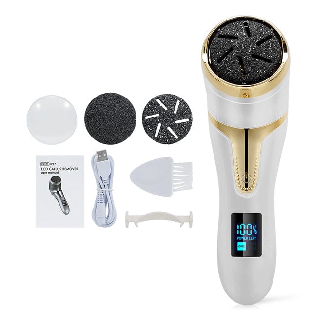 Gold Rechargeable Electric Foot File Electric Pedicure Sander IPX7 Waterproof 2 Speeds Foot Callus Remover Feet Dead Skin Calluses