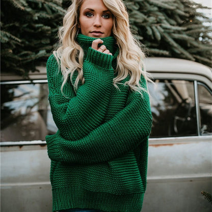 green / S Broad Neck Loose Sweater