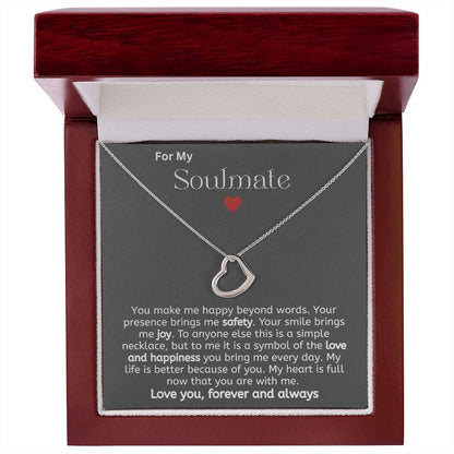 Jewelry 14K White Gold Finish / Luxury Box Delicate Heart Necklace For My Soulmate