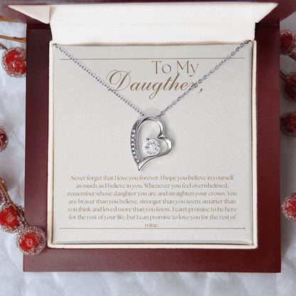 Jewelry 14k White Gold Finish / Luxury Box Forever Love Necklace For My Daughter